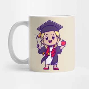 Cute Girl Graduation Cartoon Mug